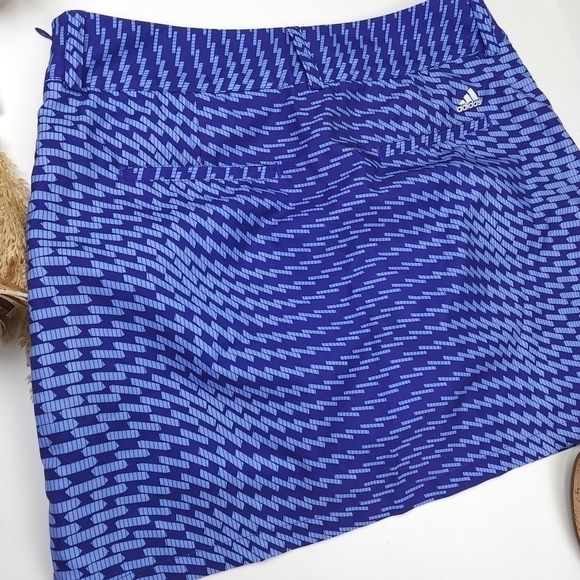 New Adidas Pocketed Blue Patterned Skort Sz 6 - Picture 4 of 12
